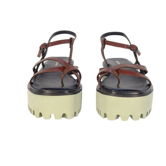 ALL BLACK $189 Strappy Platform Toe Ring Sandals Women's 37/7 - Picture 3 of 13